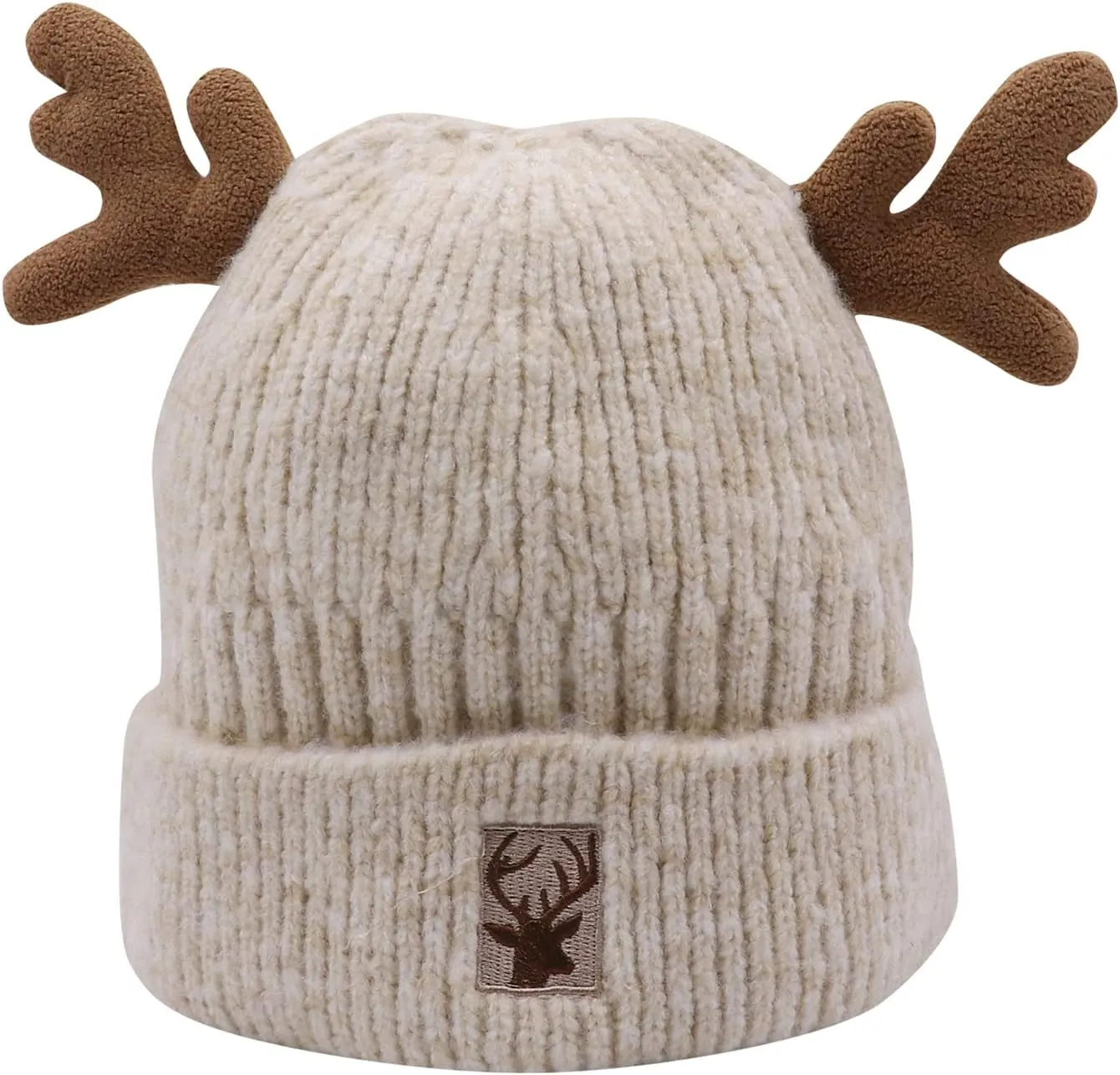 Cute Reindeer Moose Hat Winter Warm Knitted Beanie Cap Christmas Antler Beanie Ski Skull Cap for Women Men