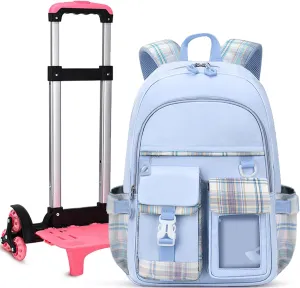 Cute Rolling Backpack for Girls, Rolling Wheeled School Bag for Back-Pack, SchoolBag With Wheels for Girls
