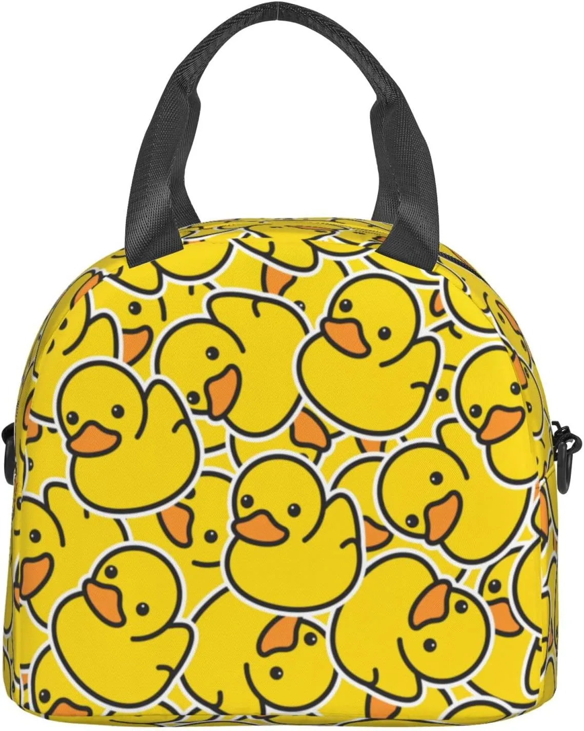 Cute Rubber Ducky Lunch Bag Yellow Cartoon Ducks Reusable Insulated Lunch Tote Bag Lunchbox Container With Adjustable Shoulder Strap For Office Work School Picnic Travel
