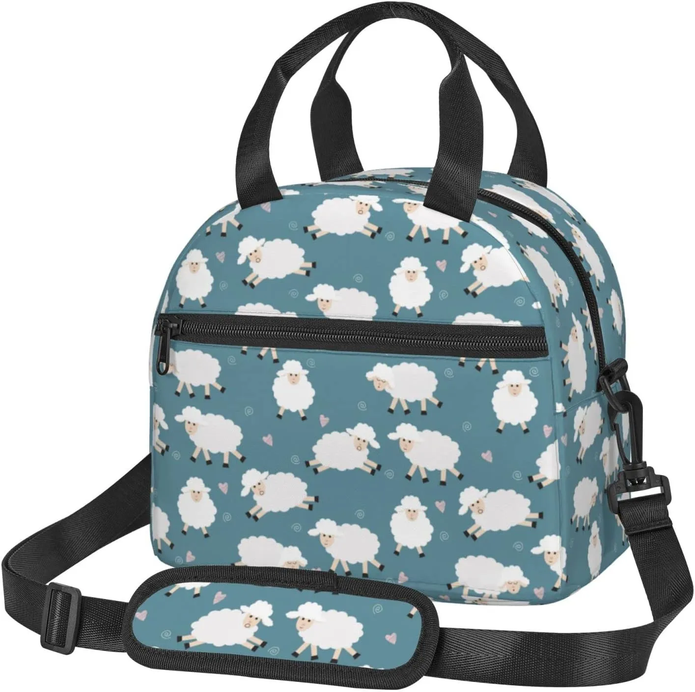 Cute Sheep Lunch Bag Reusable Insulated Lunch Tote Bag Lunchbox Container With Adjustable Shoulder Strap For Office Work School Picnic Travel