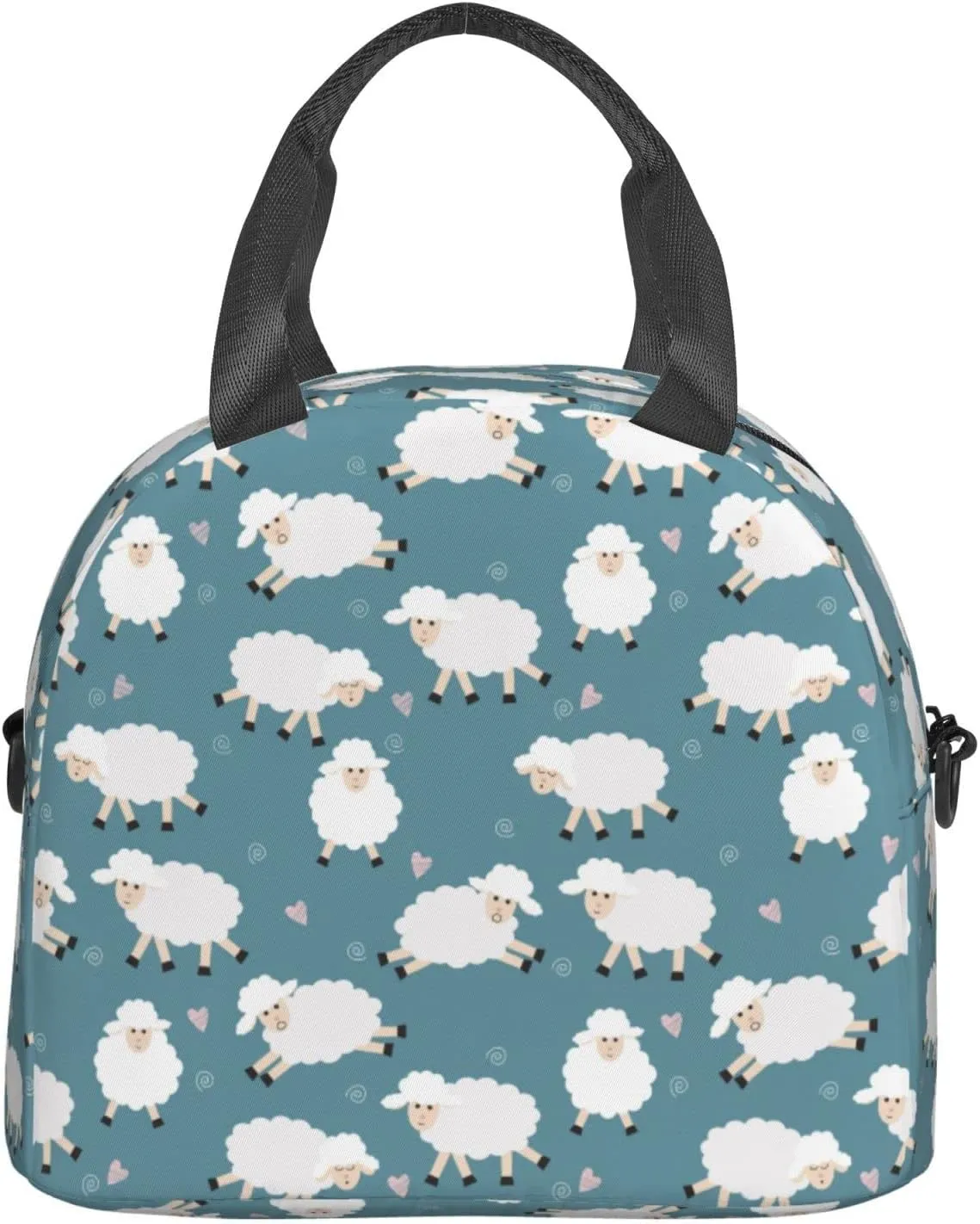 Cute Sheep Lunch Bag Reusable Insulated Lunch Tote Bag Lunchbox Container With Adjustable Shoulder Strap For Office Work School Picnic Travel