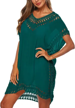 Cysincos Womens Swimsuit Cover Up Hollow Out Swimwear Beach Bathing Suit Bikini Coverups