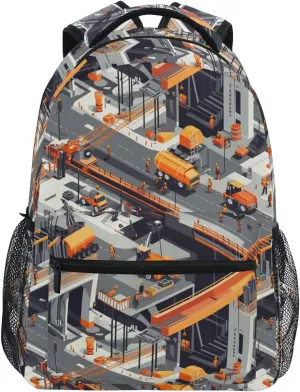 Day Backpack for Teacher Nurse Fashion Business Work Bag with Chest Strap Gift Men & Women Construction Scene Concrete Mixer Truck