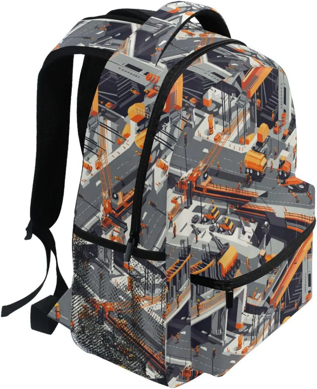 Day Backpack for Teacher Nurse Fashion Business Work Bag with Chest Strap Gift Men & Women Construction Scene Concrete Mixer Truck
