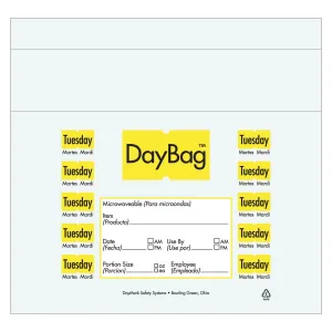 DayMark Safety Systems IT110917 Day of The Week Trilingual Portion Bag, Tuesday, 10" x 8.5", Yellow (Pack of 2000)