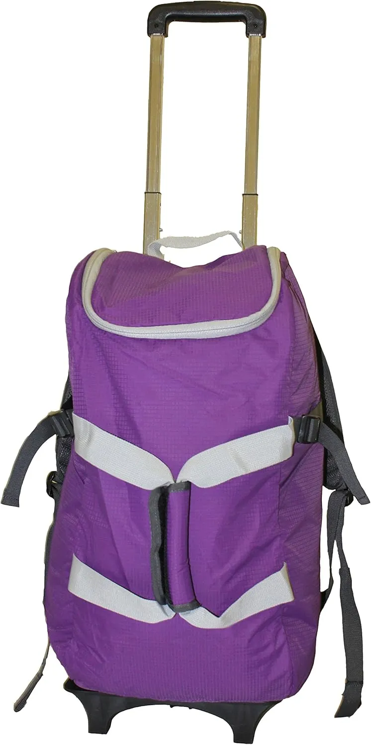 dbest products Smart Backpack, Purple and Grey 4-1 Rolling Backpack Luggage Duffel Gym Bag Removable Dolly Laptop Tablet Pocket