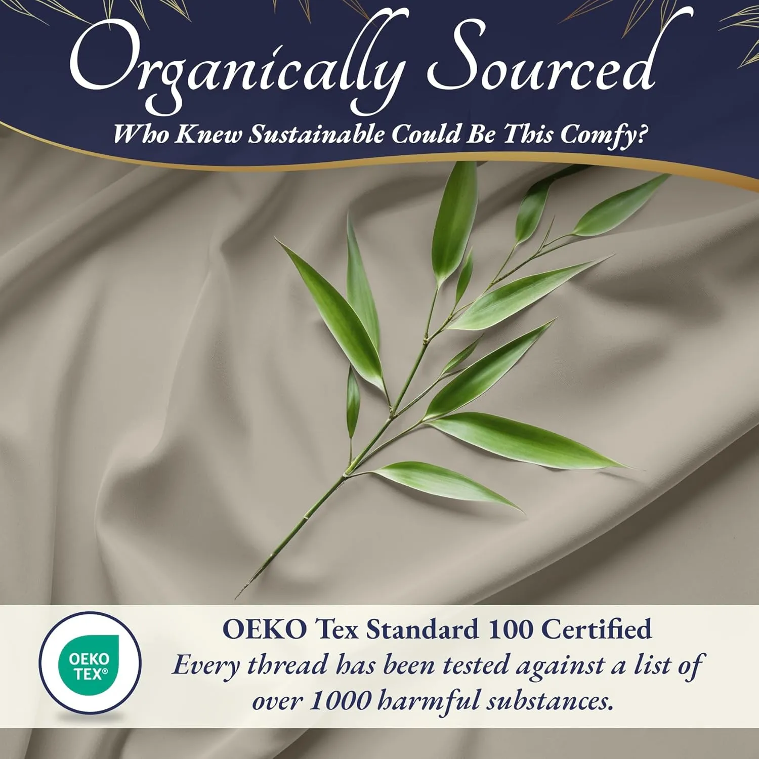 DECOLURE 100% Organic Viscose Derived from Bamboo Sheets King Size 4pcs - Ultra Soft & Luxuriously Cooling, 17" Deep Pocket, Double Stitching, Perfect for Hot Sleepers - King Bed Sheets (Taupe)