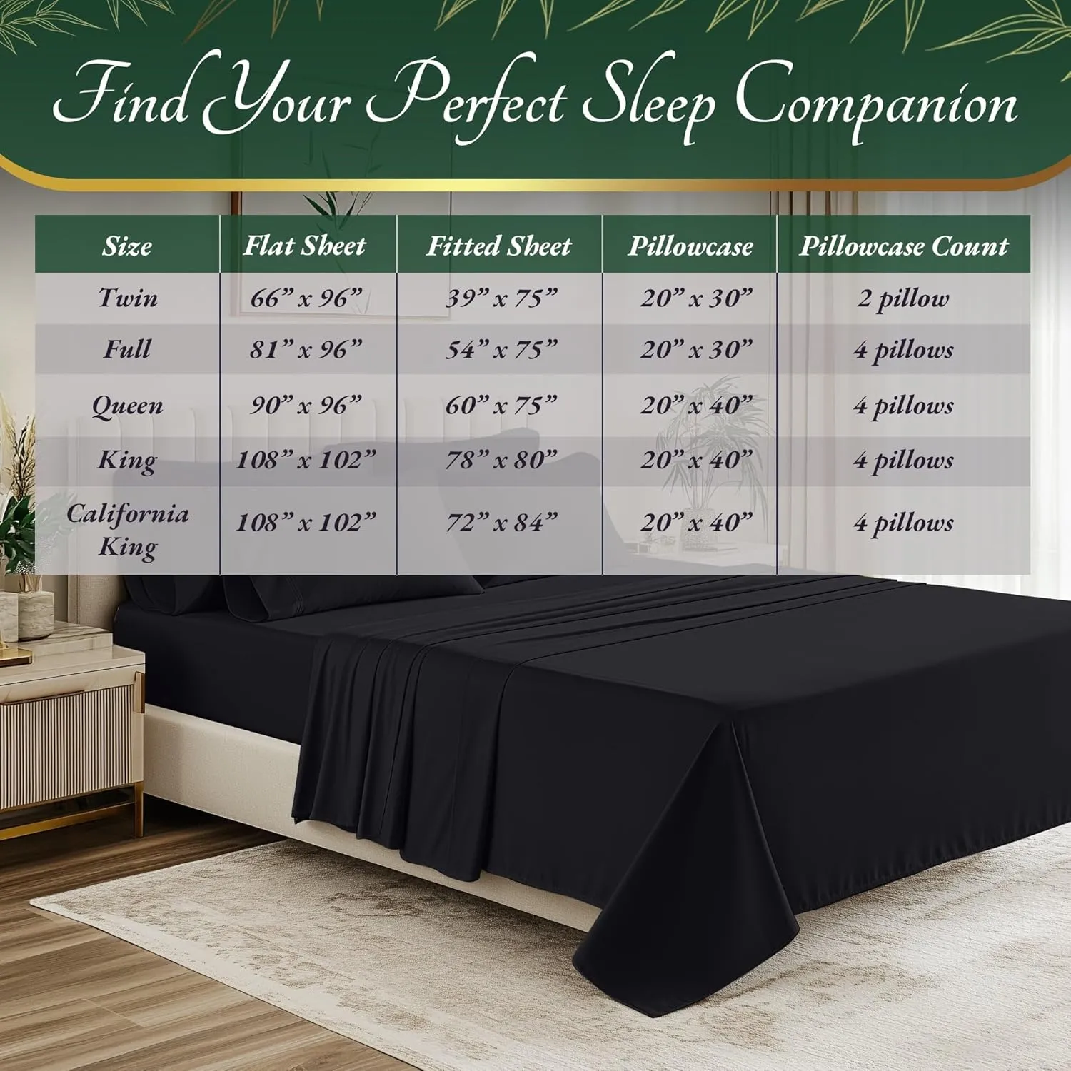 DECOLURE 100% Organic Viscose Derived from Bamboo Sheets King Size 6pcs - Ultra Soft & Luxuriously Cooling, 17" Deep Pocket, Double Stitching, Perfect for Hot Sleepers - King Bed Sheets (Charcoal)