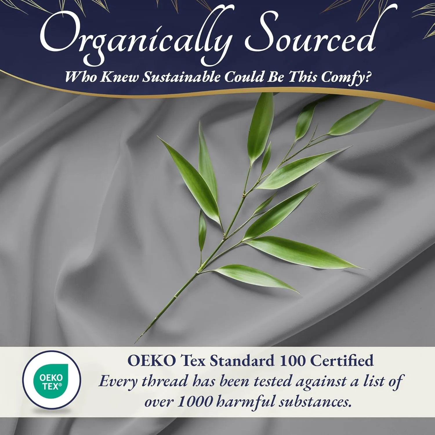 DECOLURE 100% Organic Viscose Derived from Bamboo Sheets Queen Size 4pcs - Ultra Soft & Luxuriously Cooling, 17" Deep Pocket, Double Stitching, Perfect for Hot Sleepers - Queen Bed Sheets (Midgrey)