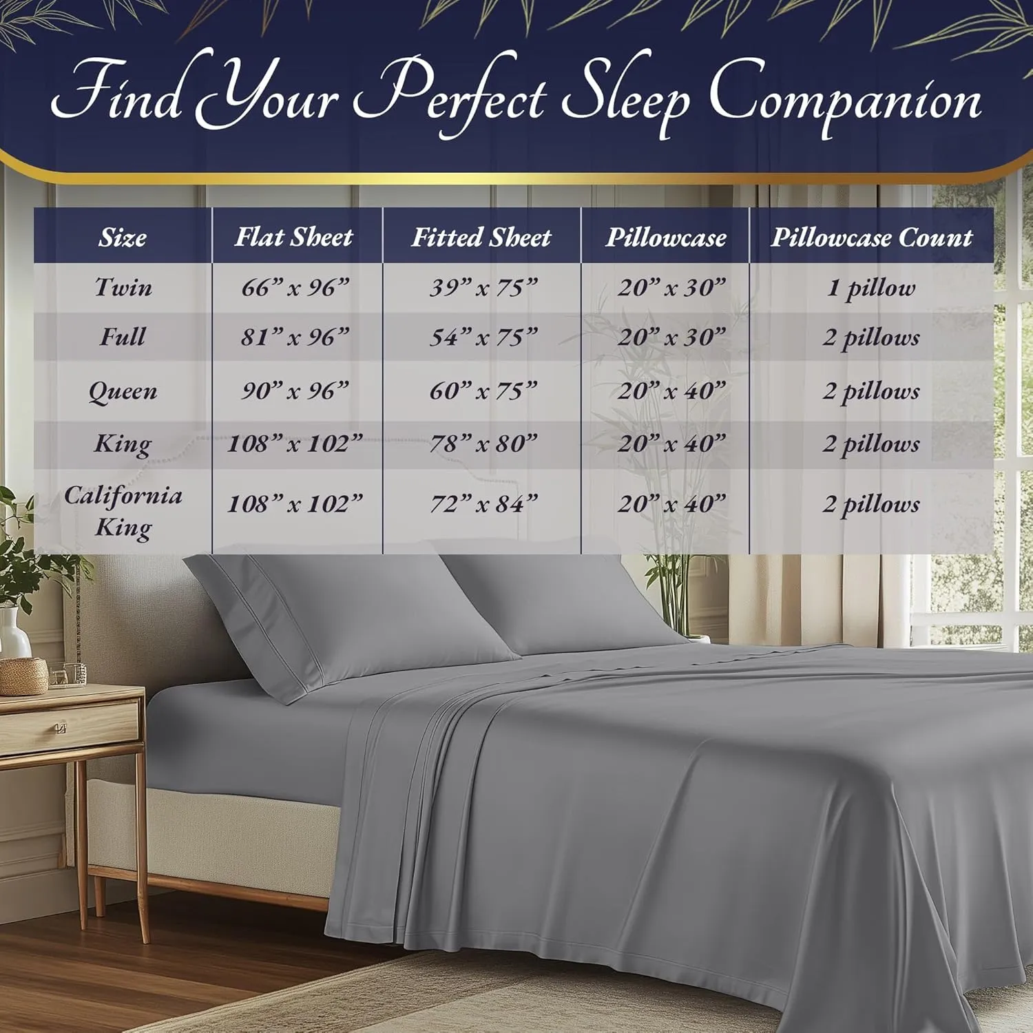 DECOLURE 100% Organic Viscose Derived from Bamboo Sheets Queen Size 4pcs - Ultra Soft & Luxuriously Cooling, 17" Deep Pocket, Double Stitching, Perfect for Hot Sleepers - Queen Bed Sheets (Midgrey)