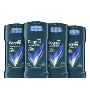 Degree Men Advanced Protection Antiperspirant Deodorant Cool Rush 4 count 72-Hour Sweat and Odor Protection Antiperspirant For Men With MotionSense Technology 2.7 oz
