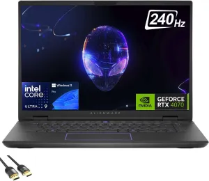 Dell Alienware m16 R2 Gaming Laptop, 16" QHD  240Hz Display, 16-Cores Ultra 9-185H, GeForce RTX 4070, 64GB DDR5, 2TB PCIe 4.0, WiFi 7, RGB Backlit KB, USB-C, BT, HDMI, RJ45, PDG HDMI Cable, Win 11 Pro