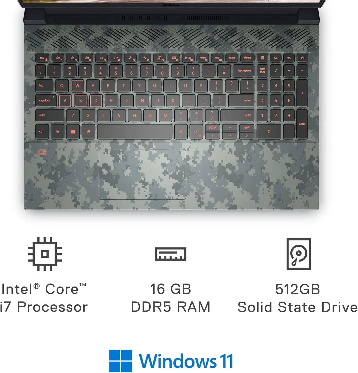 Dell G15 5520 15.6 Inch Gaming Laptop - FHD 120Hz Display, Intel Core i7-12700H, 16GB DDR5 RAM, 512GB SSD, NVIDIA RTX 3060 6GB GDDR6, Wi-Fi 6, Windows 11 - Spector Green