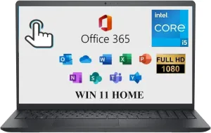 DELL Inspiron 15 3000 3520 Business Laptop Computer 15.6'' FHD Touchscreen,11th Gen Intel 4 Cores i5-1155G7, with Microsoft Office 365,12G,256GB, Numeric Keypad, Wi-Fi, Webcam, HDMI, Black