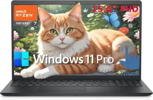 Dell Inspiron 15 Laptop, 15.6" Touchscreen FHD Computer, 8-Core AMD Ryzen 7 7730U (Beat i7-1365U), 32GB DDR4 RAM, 1TB PCIe SSD, WiFi, Bluetooth, Webcam, Type-C, HDMI, Black, Windows 11 Pro