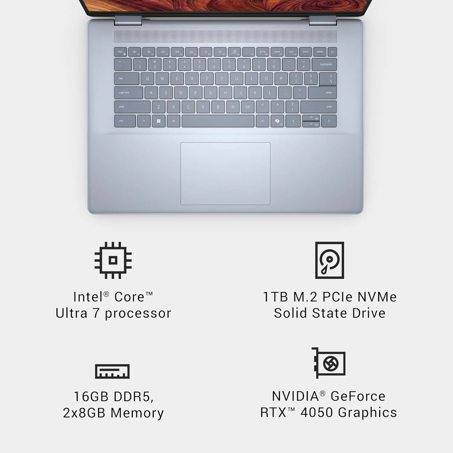 Dell Inspiron 16 Plus 7640 Laptop - 16-inch 16:10 2.5K (2560x1600) Display, Intel Core Ultra 7-155H, 16GB LPDDR5X RAM, 1TB SSD, Intel Arc Graphics, Windows 11 Pro, Onsite & Migrate Service- Ice Blue