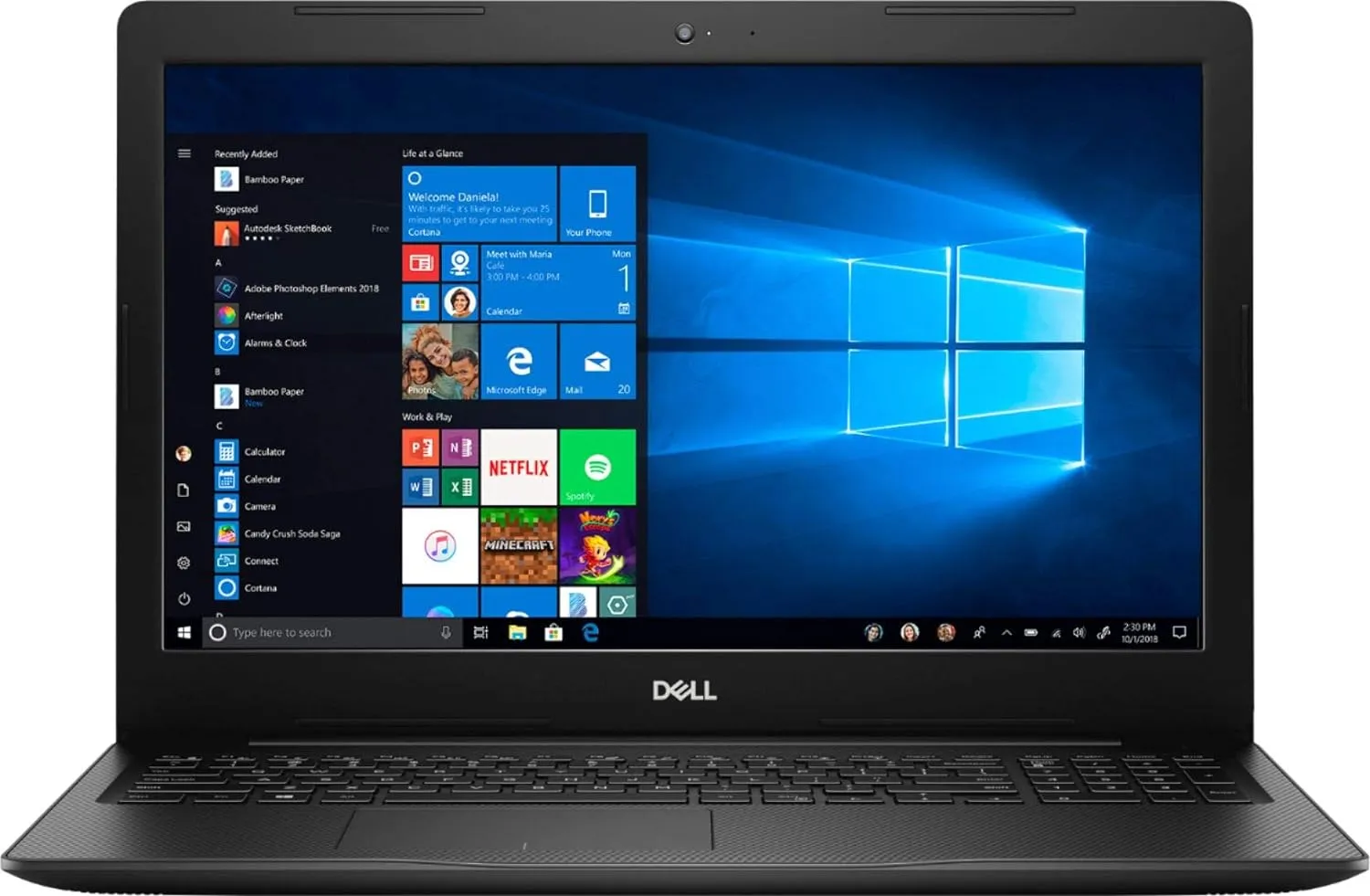 Dell Inspiron 3583 (i3583-3756BLK) Laptop, 15.6" HD Touch Screen, Intel Core i3-8145U Upto 3.90GHz, 8GB RAM, 128GB NVMe SSD, HDMI, Card Reader, Wi-Fi, Bluetooth, Windows 10 Home S