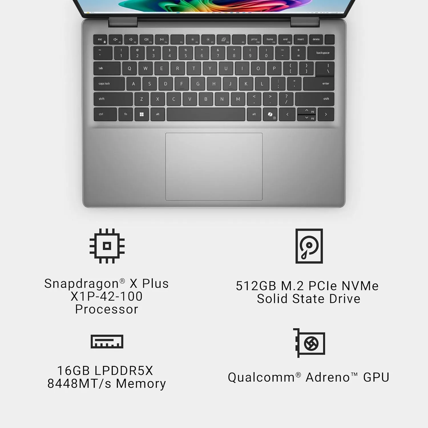 Dell Inspiron 5441 Laptop - 14-inch FHD  (1920x1200) Display, Snapdragon X Plus - X1P-42-100 Processor, 16GB LPDDR5X RAM, 512GB SSD, Qualcomm Adreno, Windows 11 Home, Onsite Service - Titan Gray