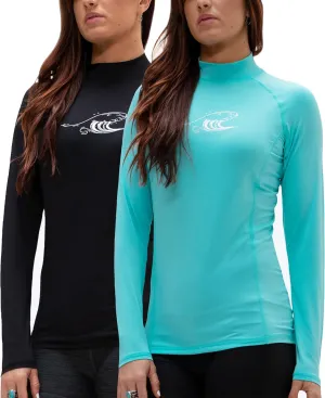 DEVOPS Women's UPF 50  Rash Guard Long Sleeve, Beach Surf Swim Shirts, UV/Sun Protection