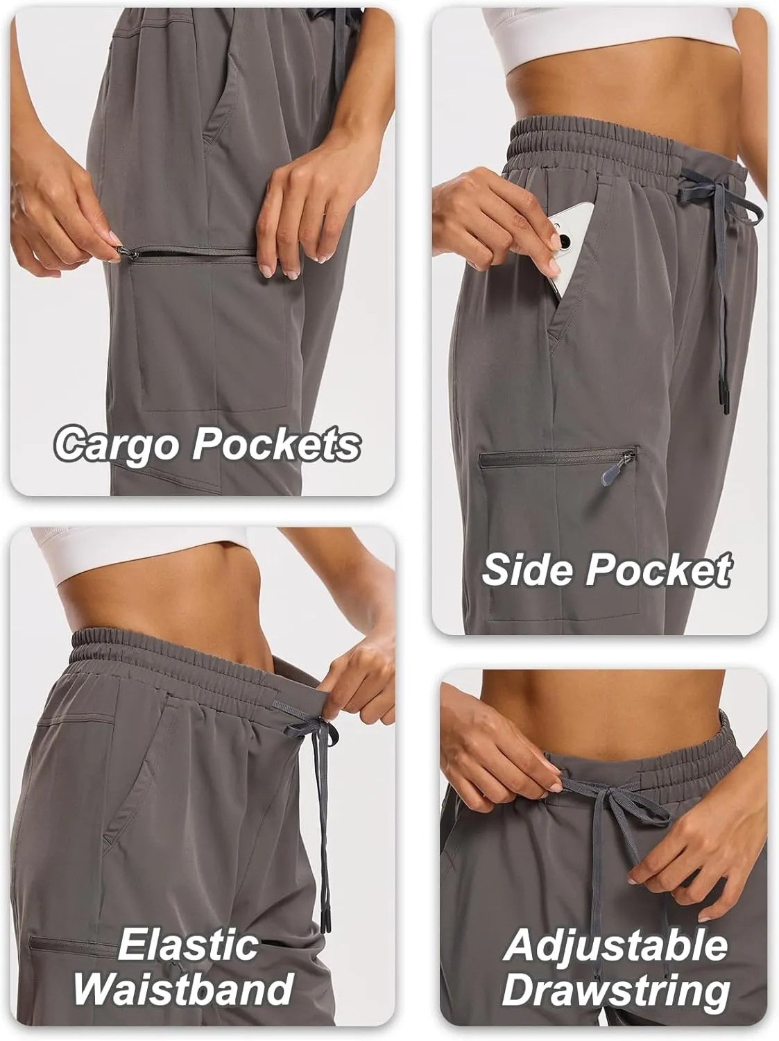 DEVOROPA Women's Hiking Long Shorts Knee Length Lightweight Quick Dry Cargo Athletic Bermuda Beach Shorts with Zipper Pockets