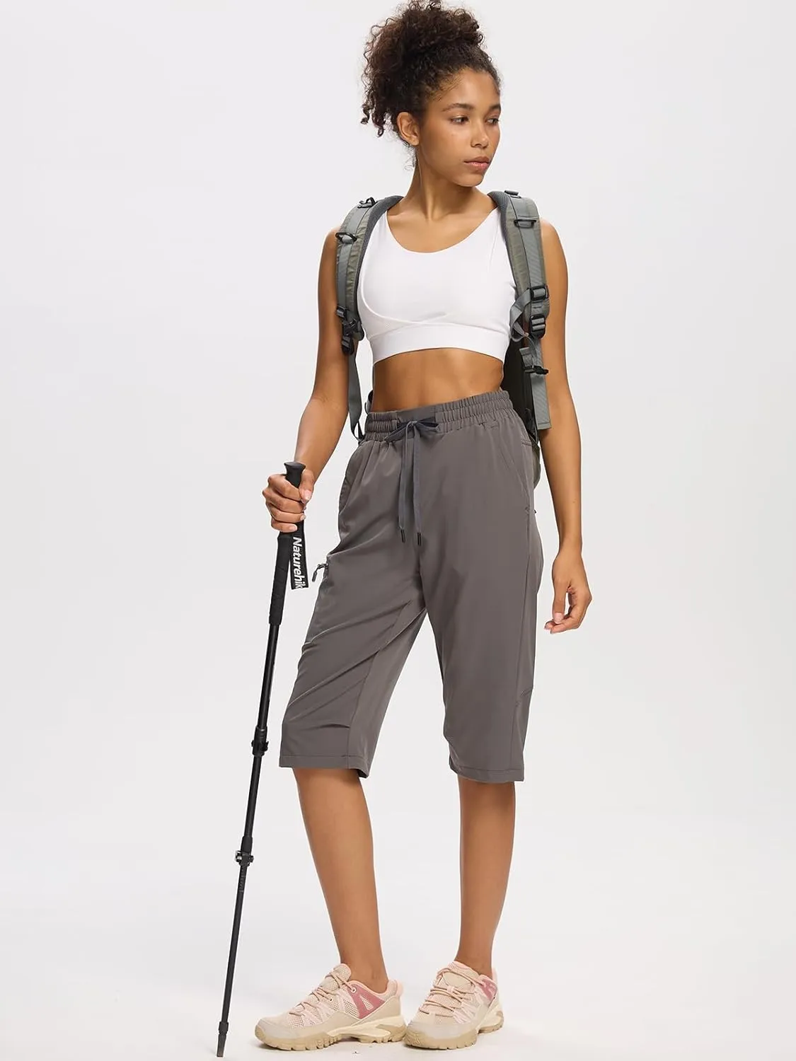 DEVOROPA Women's Hiking Long Shorts Knee Length Lightweight Quick Dry Cargo Athletic Bermuda Beach Shorts with Zipper Pockets