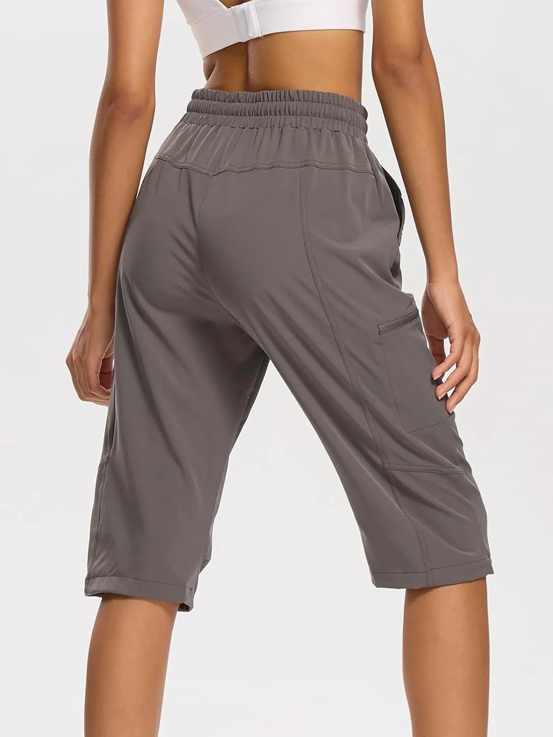 DEVOROPA Women's Hiking Long Shorts Knee Length Lightweight Quick Dry Cargo Athletic Bermuda Beach Shorts with Zipper Pockets