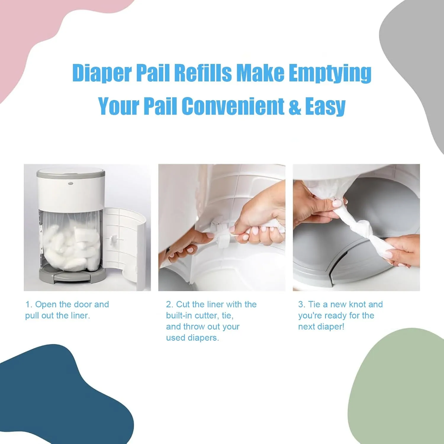 Diaper Pail Refill Bags Compatible with Dekor Plus Diaper Pail Refills| 8 Pack | Extra Thickness | Diaper Trash Bags | Fresh Powder Scent | Holds up to 4640 Diapers