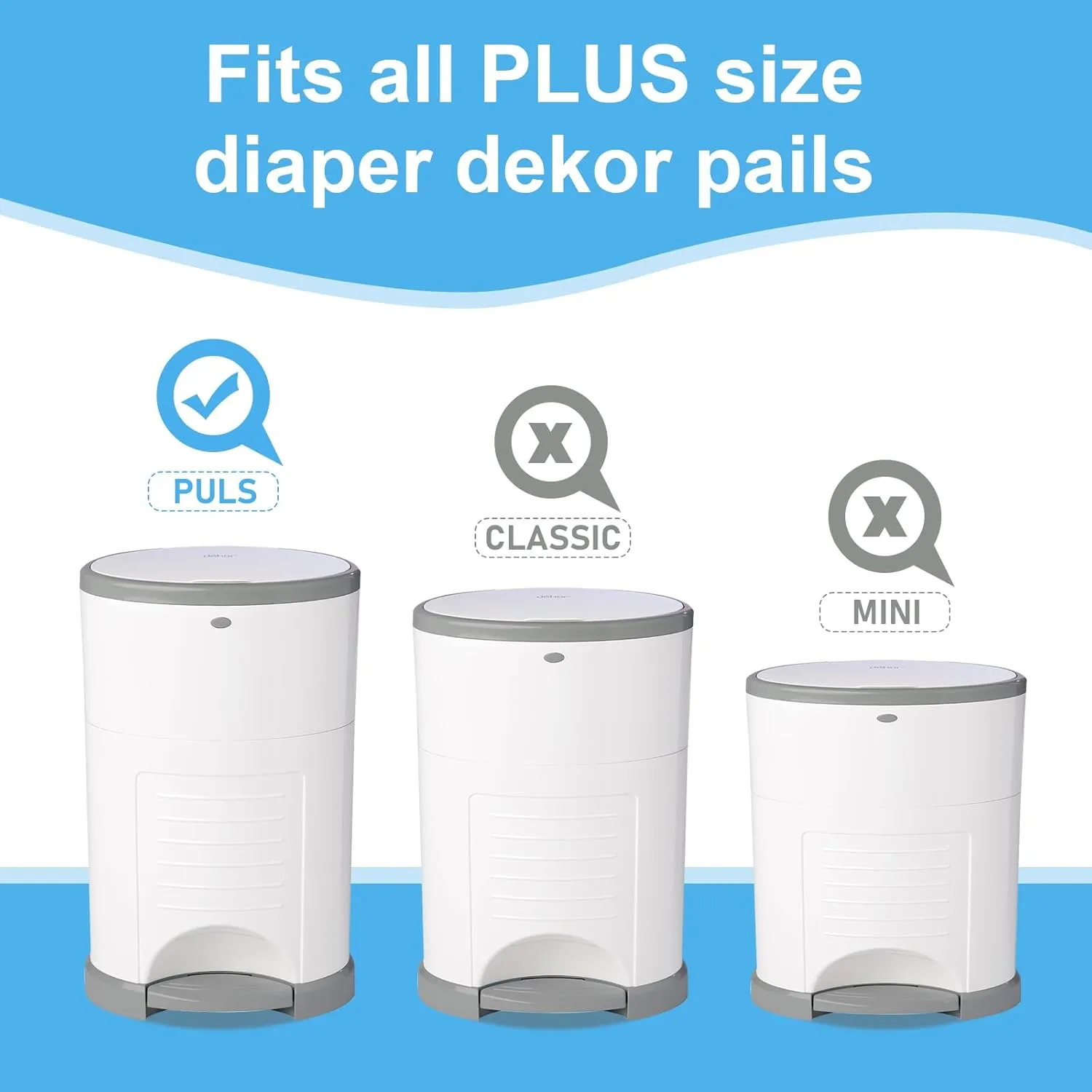 Diaper Pail Refill Bags Compatible with Dekor Plus Diaper Pail Refills| 8 Pack | Extra Thickness | Diaper Trash Bags | Fresh Powder Scent | Holds up to 4640 Diapers