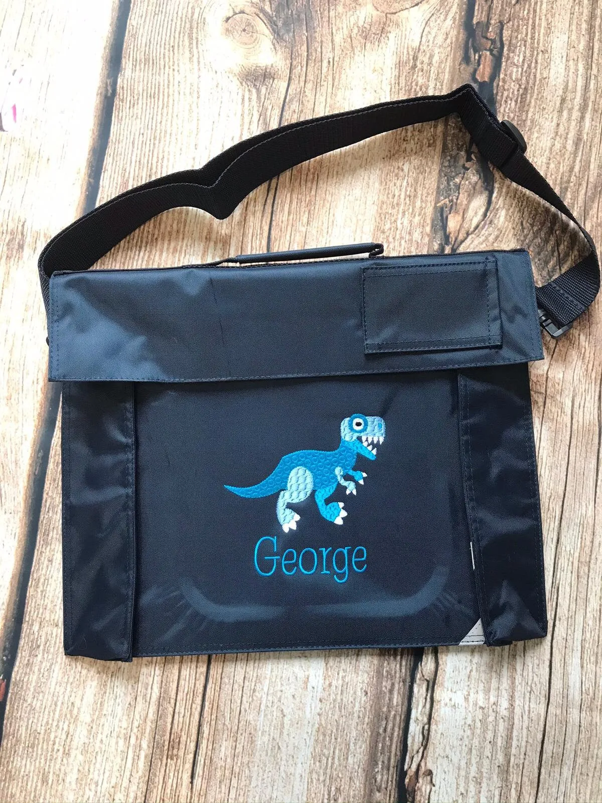 Dinosaur Personalised Book Bag ,Embroidered Junior Bookbag with strap
