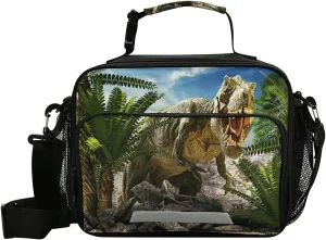 Dinosaur Tyrannosaurus Lunch Bag with Shoulder Strap for Women Men Insulated Lunch Box Tote Bags Water-resistant Cooler Bag for Office Work Picnic Beach(11x9x5 Inch)