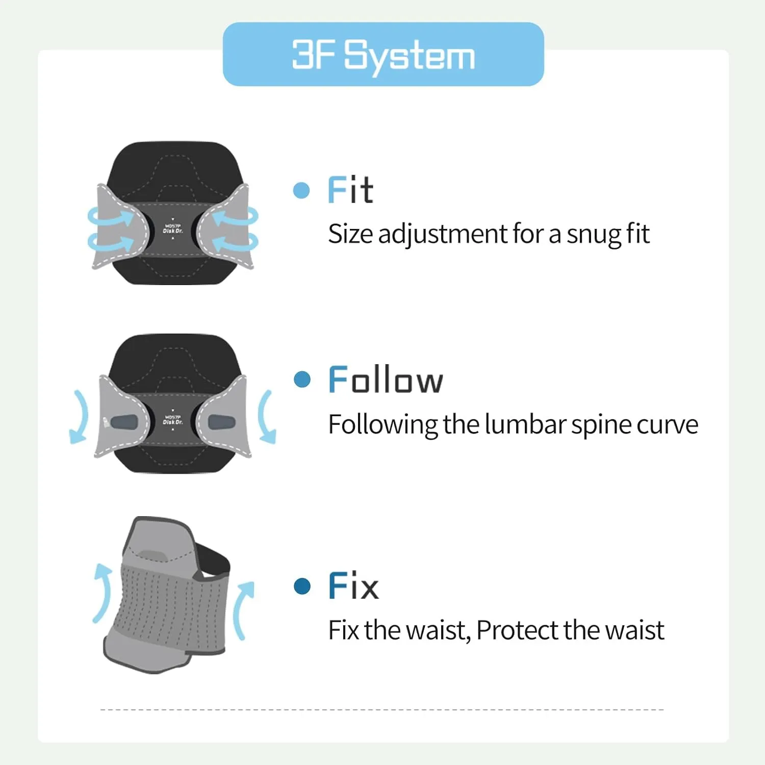 Disk Dr. Decompression Back Belt WD37P, Back Support Brace W. Air Column Traction 3.0 & Removable Back Support Plate, Decompression Back Stretcher For Lower Back Pain, Home/Work/Sport/Travel/Medical(L)