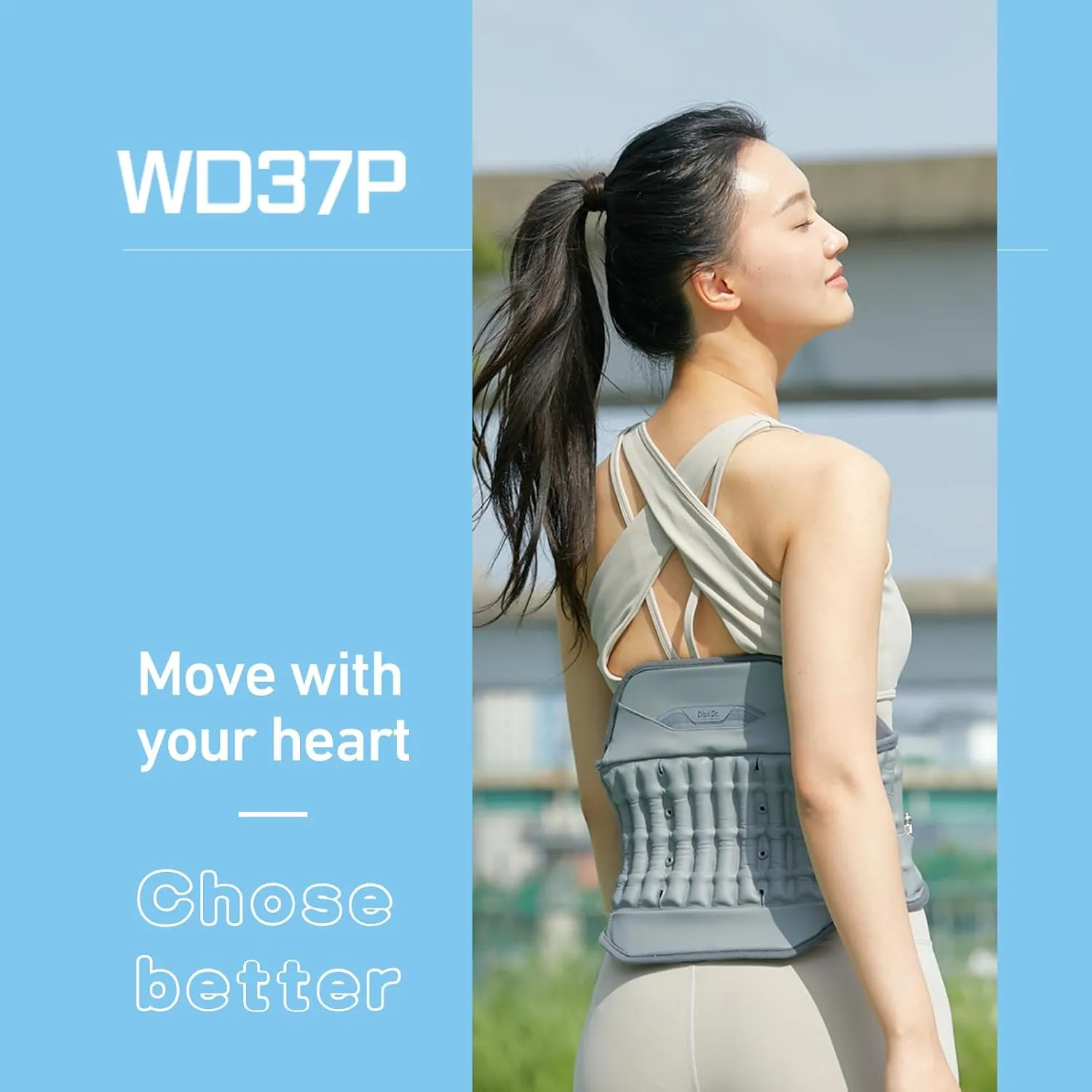 Disk Dr. Decompression Back Belt WD37P, Back Support Brace W. Air Column Traction 3.0 & Removable Back Support Plate, Decompression Back Stretcher For Lower Back Pain, Home/Work/Sport/Travel/Medical(L)
