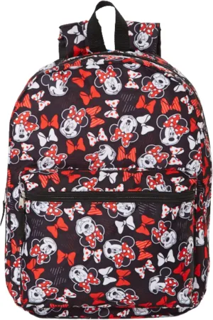 Disney Minnie Mouse Backpack for Kids and Adults, 16 inch, Red and Black