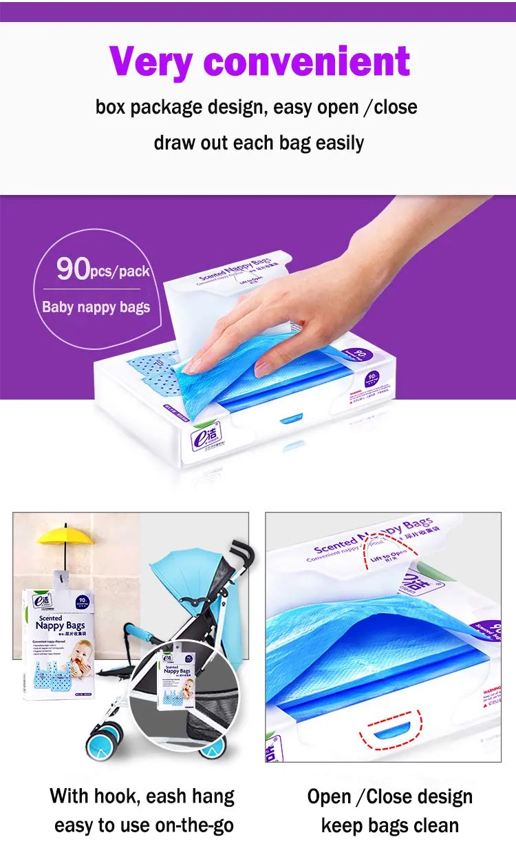 Disposable Diaper Bag for Baby, Diaper Sacks Cover the Incontinence Odor Really, Fresh Light Baby Powder Faint Scent, 540 Counts 180 Bags, Blue