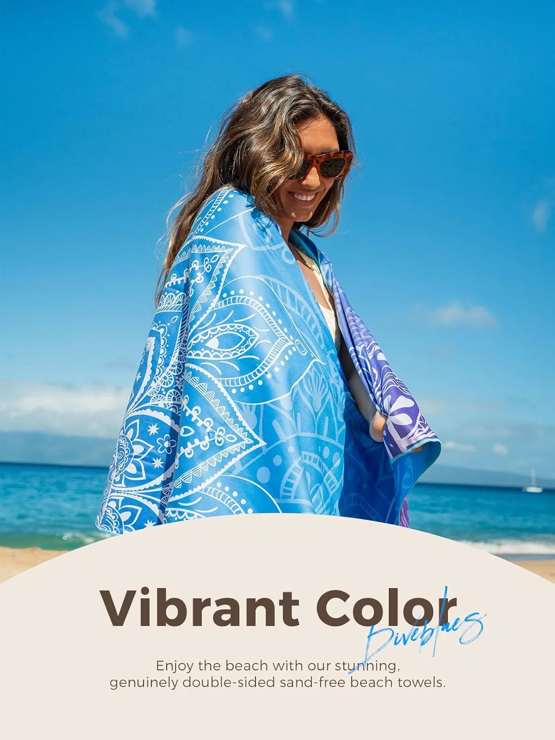 Diveblues Microfiber Beach Towel, Sand Free Travel Towels, Oversize Large 79" x 57" Lightweight Towel, Quick Dry, SuperAbsorbent, for Camping, Pool, Gym, Yoga, Women Men Kids Beach Essentials Gift