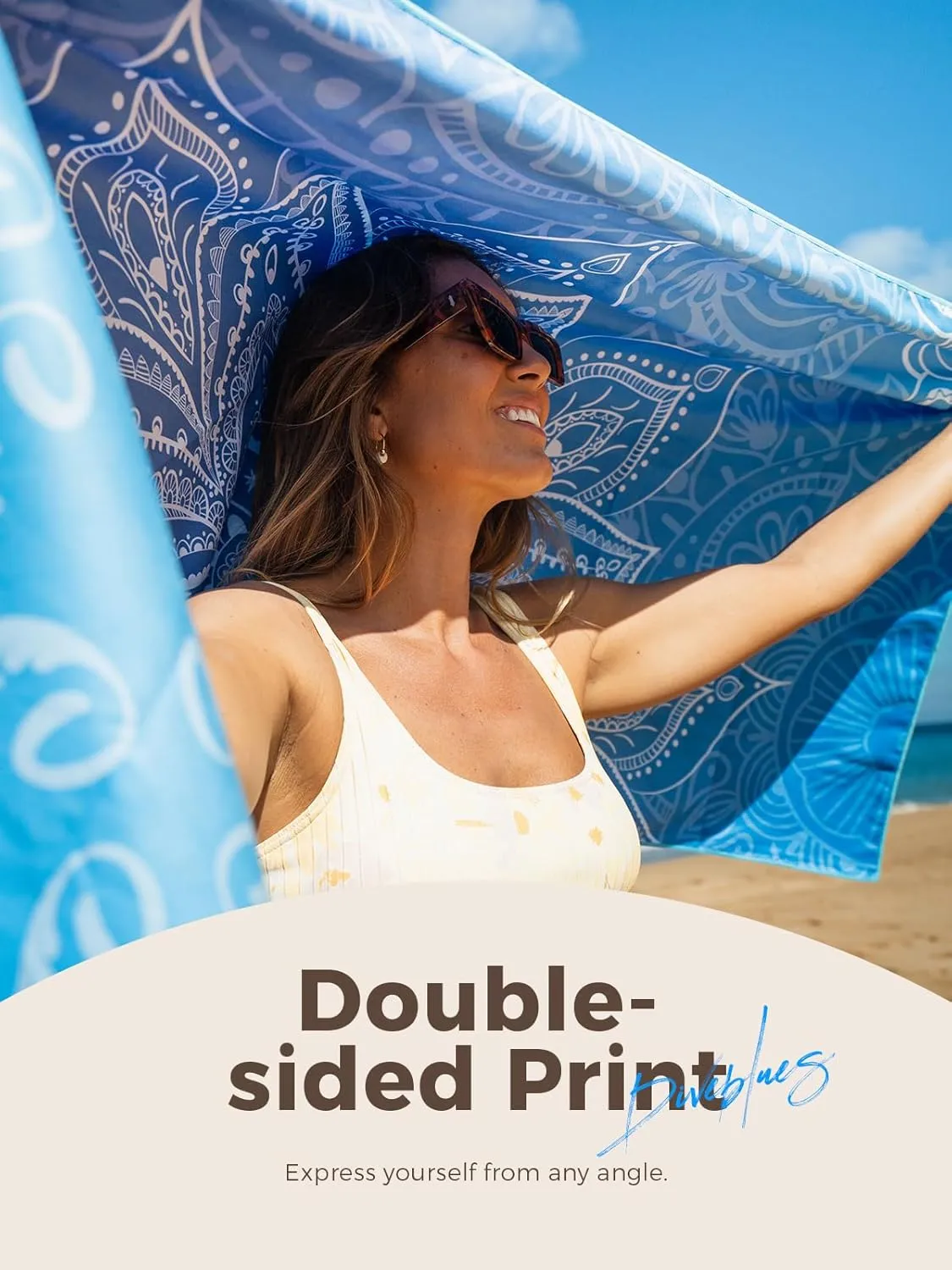 Diveblues Microfiber Beach Towel, Sand Free Travel Towels, Oversize Large 79" x 57" Lightweight Towel, Quick Dry, SuperAbsorbent, for Camping, Pool, Gym, Yoga, Women Men Kids Beach Essentials Gift