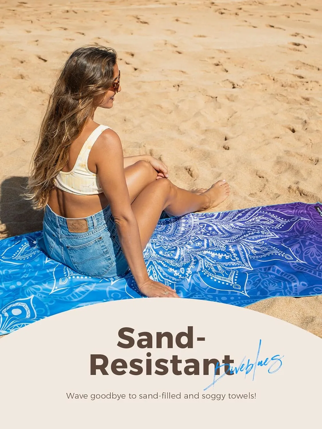 Diveblues Microfiber Beach Towel, Sand Free Travel Towels, Oversize Large 79" x 57" Lightweight Towel, Quick Dry, SuperAbsorbent, for Camping, Pool, Gym, Yoga, Women Men Kids Beach Essentials Gift