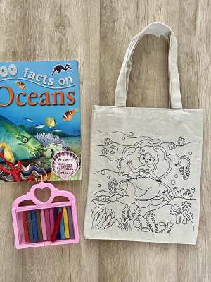 DIY Colouring Little Mermaid Tote Bag