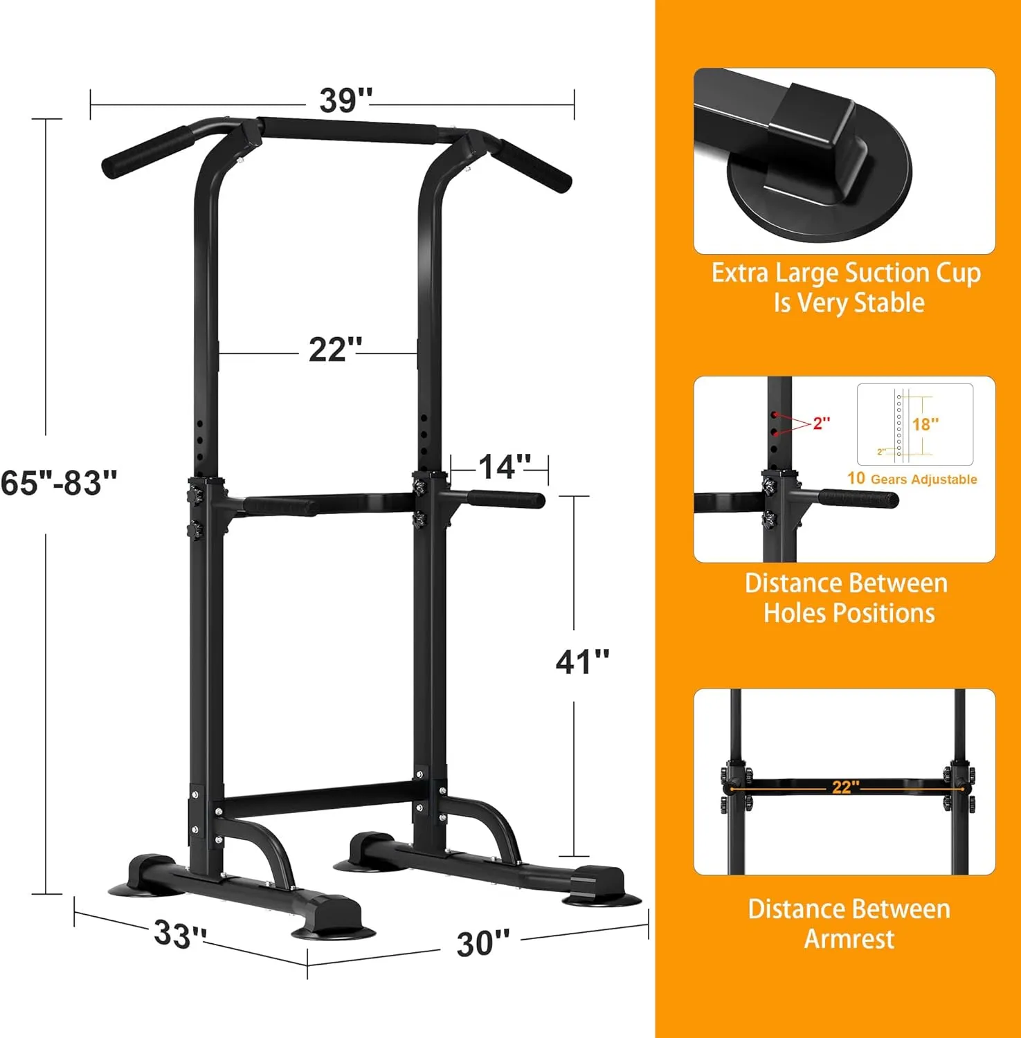 DlandHome Power Tower Pull Up Dip Station Multi-Function Fitness Equipment for Strength Training Adjustable Height Dip Stand for Home Gym