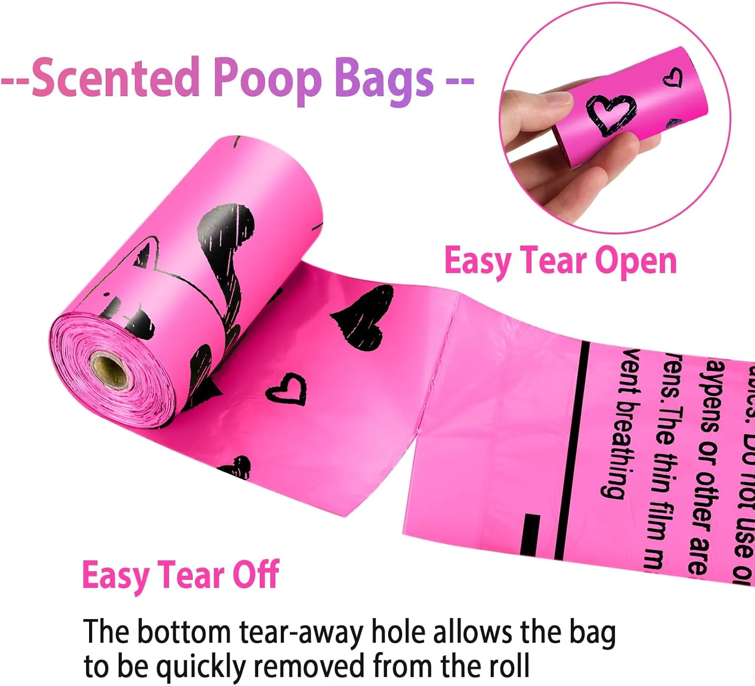 Dog Poop Bag Rolls - 540 Count Dog Waste Bags with Dispenser, Extra Thick Strong Leak proof Poop Bags for Dogs Doggy | Scented Rose