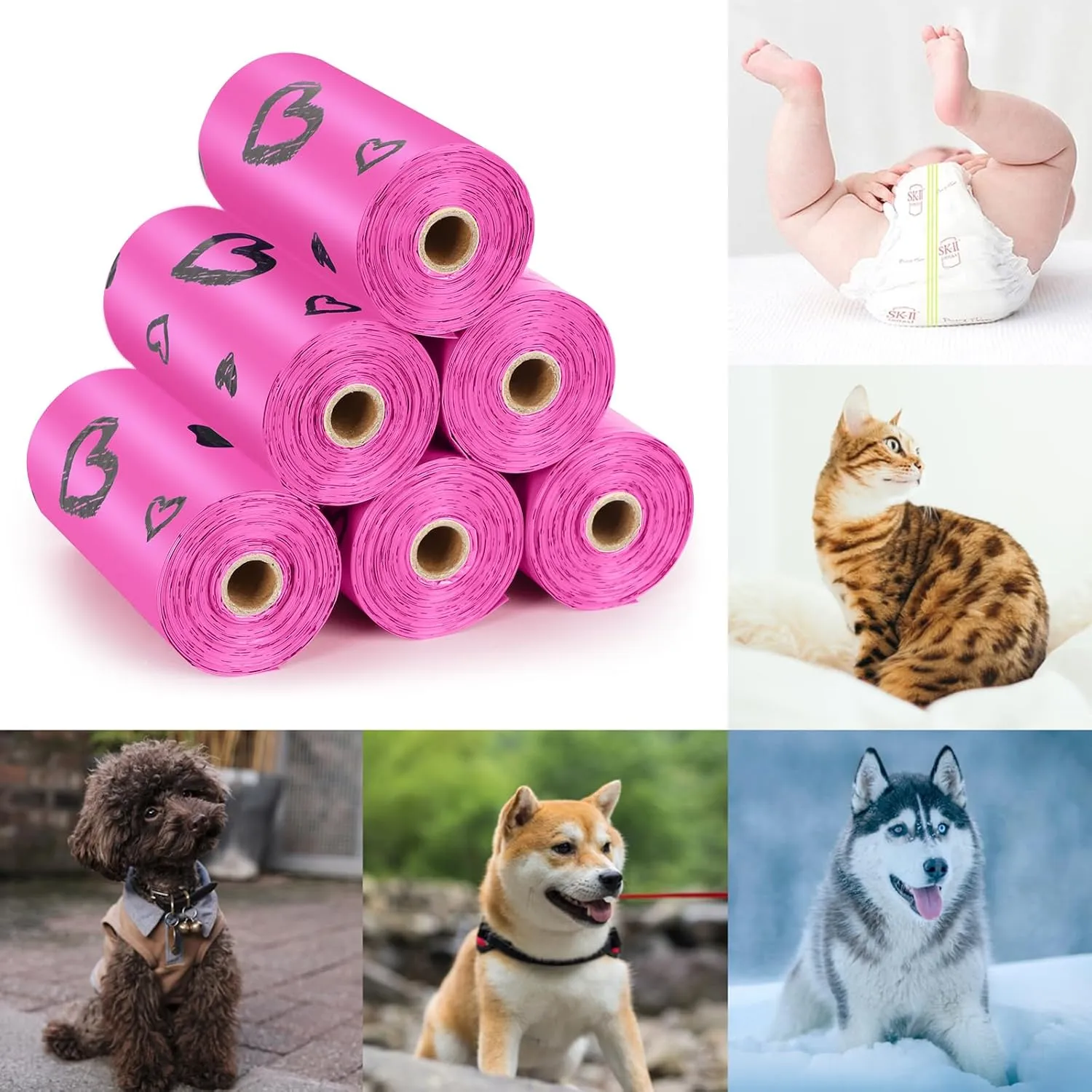 Dog Poop Bag Rolls - 540 Count Dog Waste Bags with Dispenser, Extra Thick Strong Leak proof Poop Bags for Dogs Doggy | Scented Rose