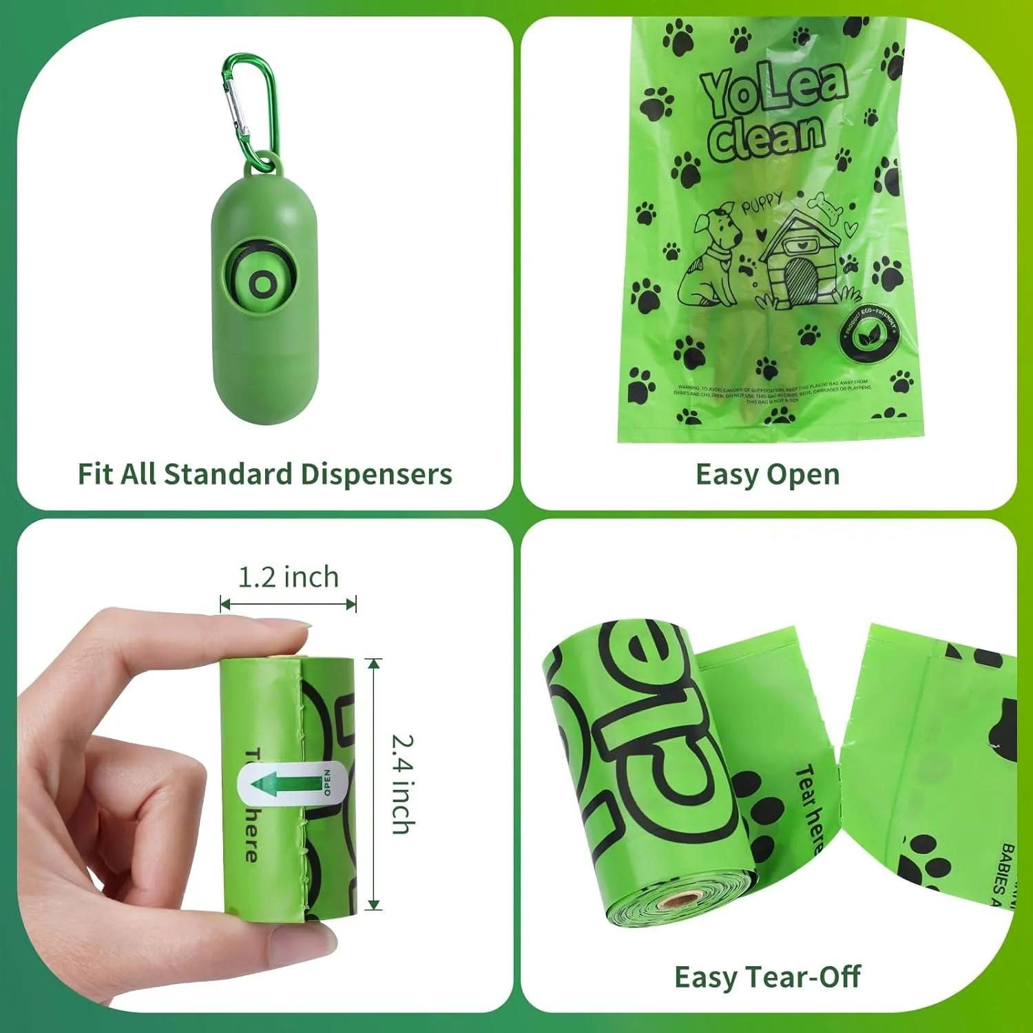 Dog Poop Bags, Lavender Scented Poop Bags Rolls with Dispenser, Heavy Duty, Extra Thick, Leak Proof, Eco-Friendly Pet Waste Bags, 540 Count