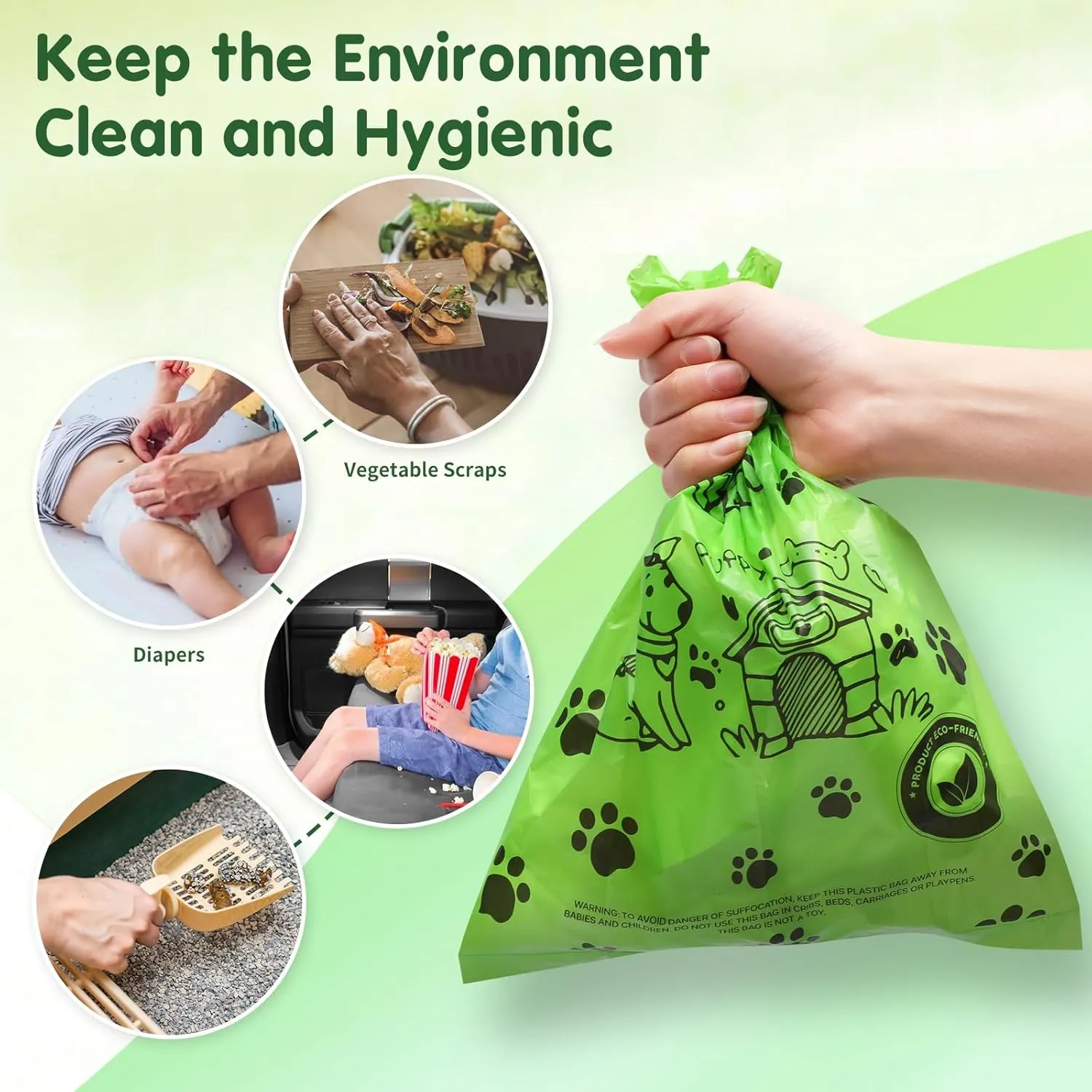 Dog Poop Bags, Lavender Scented Poop Bags Rolls with Dispenser, Heavy Duty, Extra Thick, Leak Proof, Eco-Friendly Pet Waste Bags, 540 Count