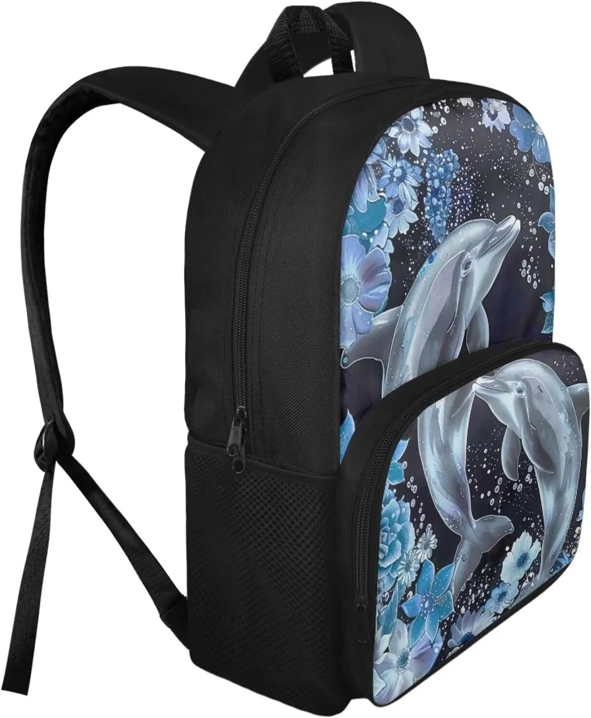 Dolphin Backpack Kids School Bag Cute School Bags for Teens Bookbags for 5th Grade Girls Middle School 15 Inches Book Bags with Adjustable Strap & Zipper Pocket