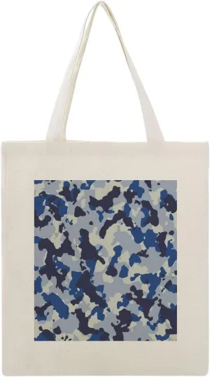 Donnapink Shopping Tote Bag, Insulated Cooler Reusable Bag USA Made Lunch Box Thermal Portable Handbag Print Seamless Blue Black Grey Urban Horizontal Camouflage Camo