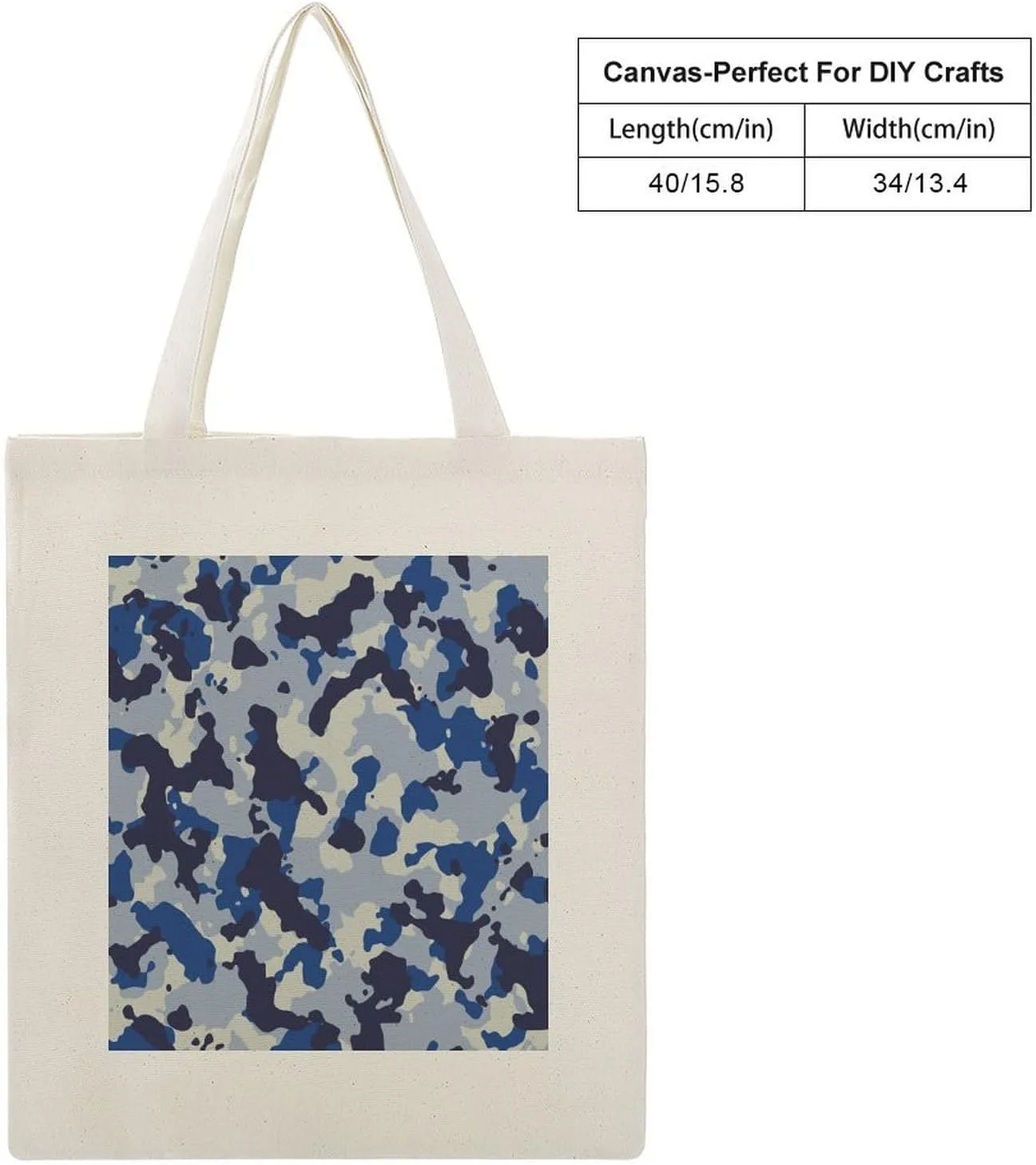 Donnapink Shopping Tote Bag, Insulated Cooler Reusable Bag USA Made Lunch Box Thermal Portable Handbag Print Seamless Blue Black Grey Urban Horizontal Camouflage Camo