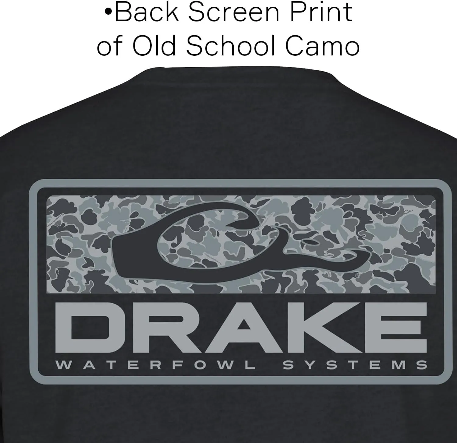 Drake Waterfowl Men's Old School Bar T-Shirt | Casual Lightweight Cotton Blend Tee with Back Logo Print & Front Chest Pocket