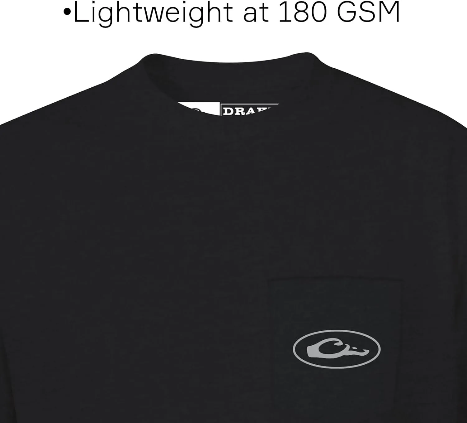 Drake Waterfowl Men's Old School Bar T-Shirt | Casual Lightweight Cotton Blend Tee with Back Logo Print & Front Chest Pocket