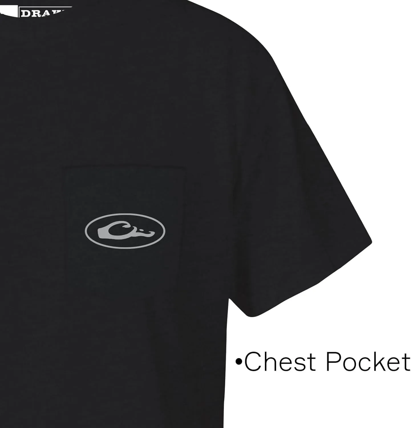 Drake Waterfowl Men's Old School Bar T-Shirt | Casual Lightweight Cotton Blend Tee with Back Logo Print & Front Chest Pocket