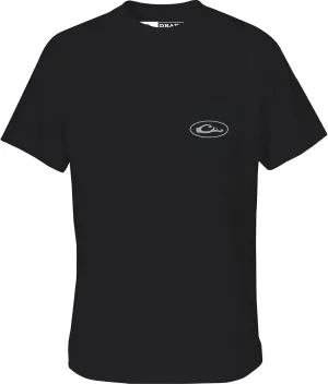 Drake Waterfowl Men's Old School Bar T-Shirt | Casual Lightweight Cotton Blend Tee with Back Logo Print & Front Chest Pocket